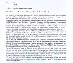 Ukrainian Football Association appeals to FIFA, UEFA and the Serbian Football Union regarding the "friendly match" with Russia